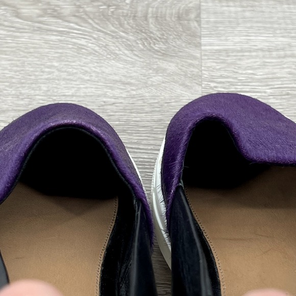NEW- L'AGENCE *RARE* Calf Hair Leather Slip On Sneakers Black & Purple - Sz 9.5 - Picture 13 of 13